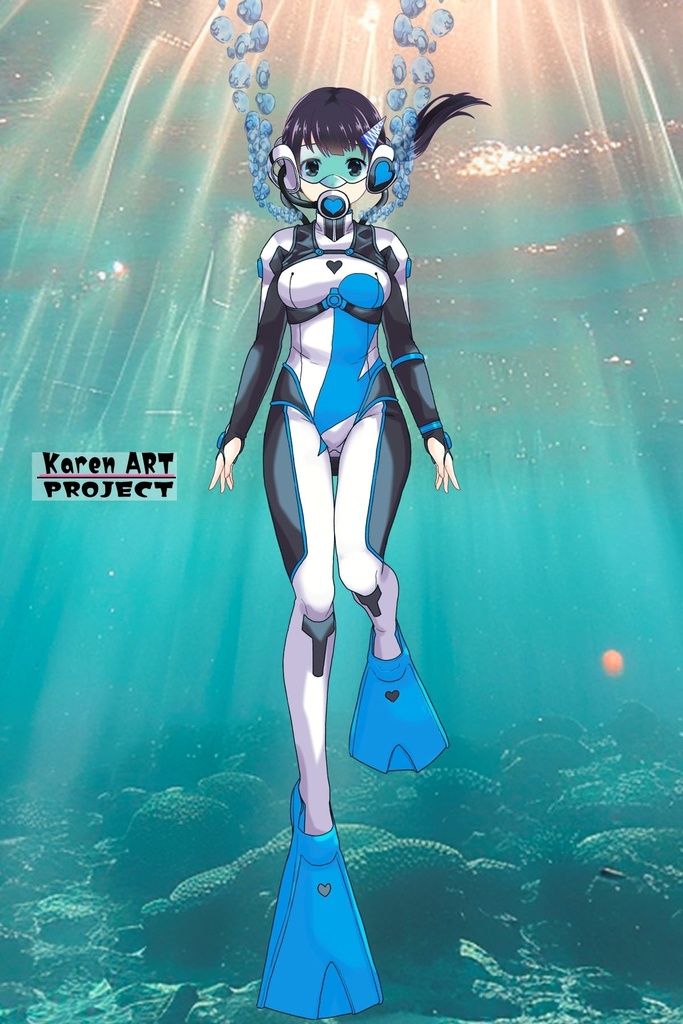 ゆりちゃん+大木双葉のダイビング器材(Yuri Original Color)【あまんちゅ!01】正面アングル Yuri is wearing Ooki Futaba's Diving Equipment(Yuri Original Color)【Amanchu!01】Front Angle
