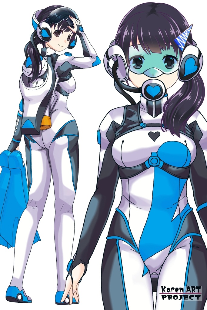 ゆりちゃん+大木双葉のダイビング器材(Yuri Original Color)【あまんちゅ!01】正面アングル Yuri is wearing Ooki Futaba's Diving Equipment(Yuri Original Color)【Amanchu!01】Front Angle