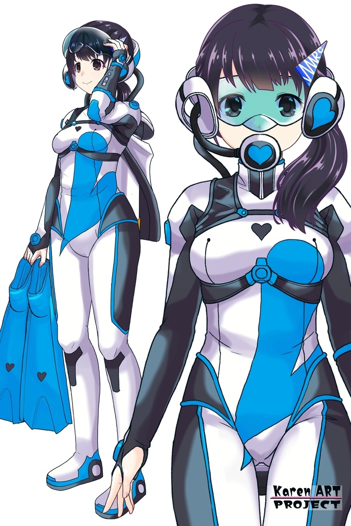 ゆりちゃん+大木双葉のダイビング器材(Yuri Original Color)【あまんちゅ!01】正面アングル Yuri is wearing Ooki Futaba's Diving Equipment(Yuri Original Color)【Amanchu!01】Front Angle