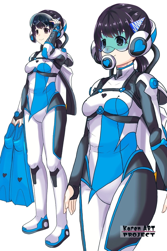ゆりちゃん+大木双葉のダイビング器材(Yuri Original Color)【あまんちゅ!02】斜め前アングル Yuri is wearing Ooki Futaba's Diving Equipment(Yuri Original Color)【Amanchu!02】Diagonal front angle