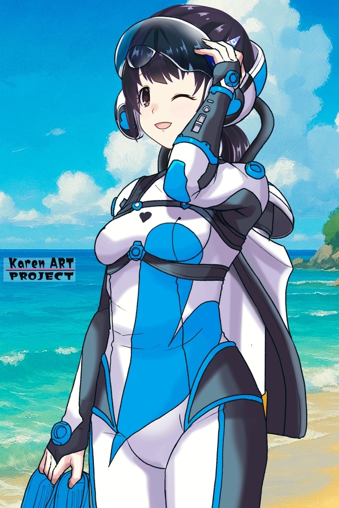 ゆりちゃん+大木双葉のダイビング器材(Yuri Original Color)【あまんちゅ!02】斜め前アングル Yuri is wearing Ooki Futaba's Diving Equipment(Yuri Original Color)【Amanchu!02】Diagonal front angle