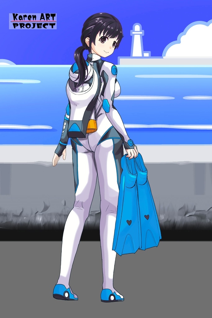 ゆりちゃん+大木双葉のダイビング器材(Yuri Original Color)【あまんちゅ!03】背面アングル Yuri is wearing Ooki Futaba's Diving Equipment(Yuri Original Color)【Amanchu!03】Back Angle
