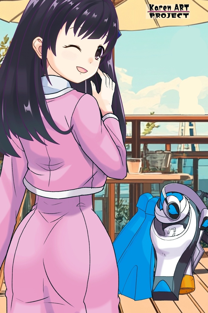 ゆりちゃん+大木双葉のダイビング器材(Yuri Original Color)【あまんちゅ!03】背面アングル Yuri is wearing Ooki Futaba's Diving Equipment(Yuri Original Color)【Amanchu!03】Back Angle
