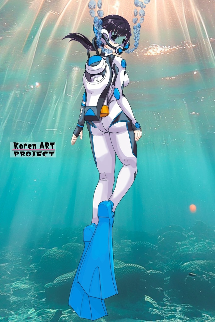 ゆりちゃん+大木双葉のダイビング器材(Yuri Original Color)【あまんちゅ!03】背面アングル Yuri is wearing Ooki Futaba's Diving Equipment(Yuri Original Color)【Amanchu!03】Back Angle