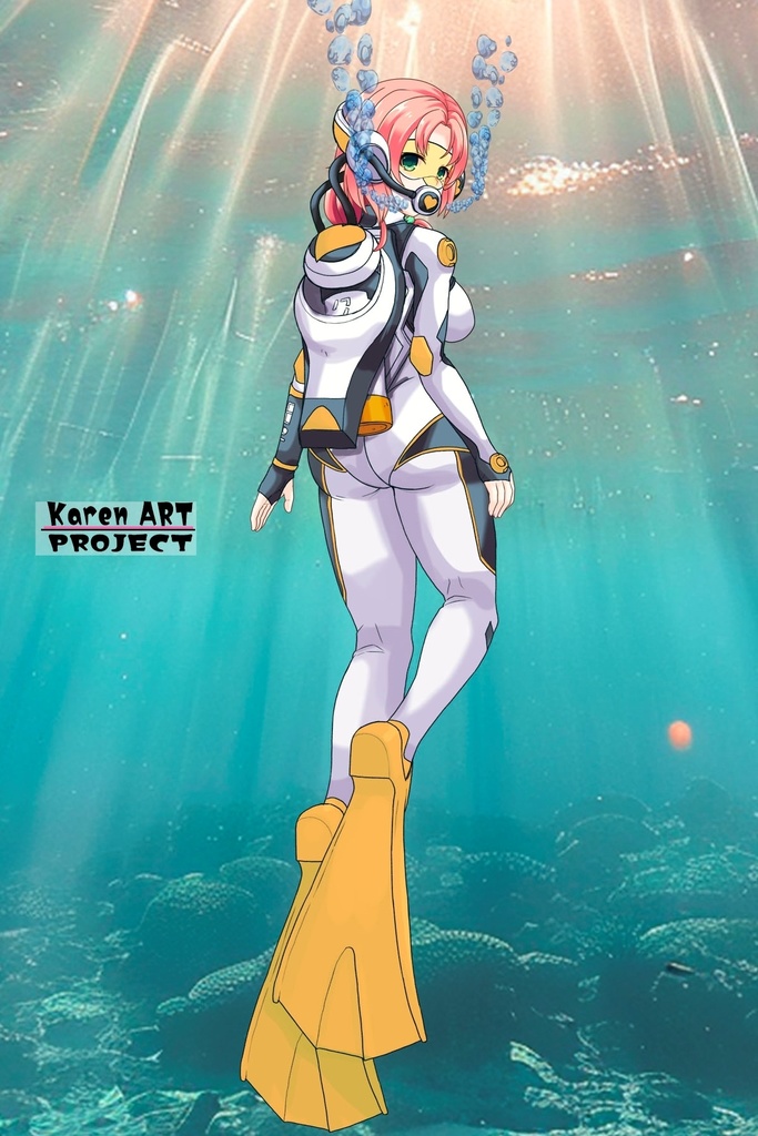 亜美ちゃん+大木双葉のダイビング器材(Ami Original Color)【あまんちゅ!03】背面アングル Ami is wearing Ooki Futaba's Diving Equipment(Ami Original Color)【Amanchu!03】Back Angle
