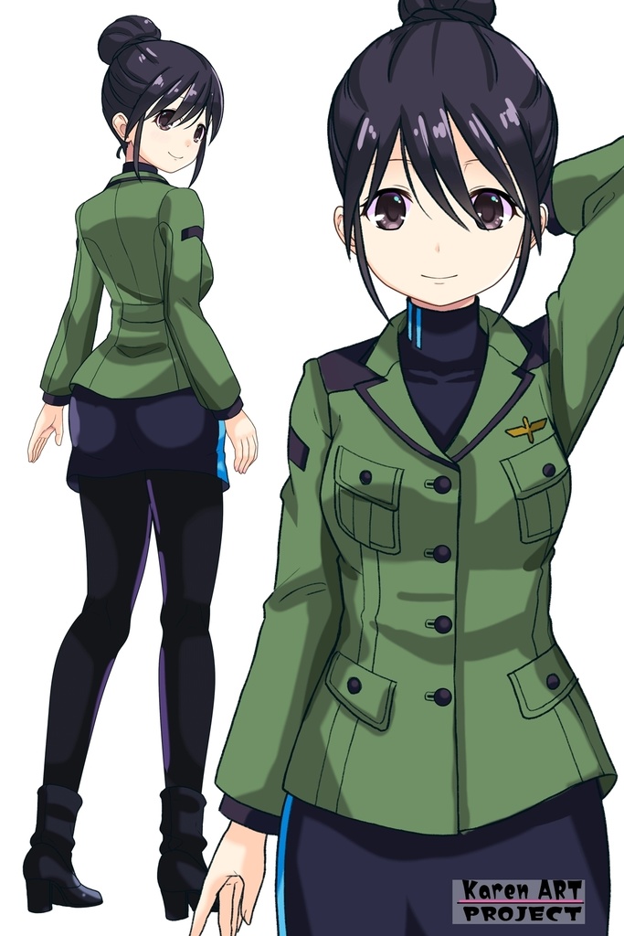 ゆりちゃん+ニャアンのジオン軍制服(Yuri Original)【ガンダムGQuuuuuuX04】 Yuri is wearing Nyaan's Uniform(Yuri Original)【Gundam GQuuuuuuX04】