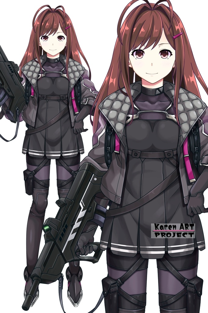 カレンちゃん+ユミナの強化服(初期版)【リビルドワールド02】正面アングル Karen is wearing Yumina's Power Suit(First Verson)【Rebuild World02】Front Angle
