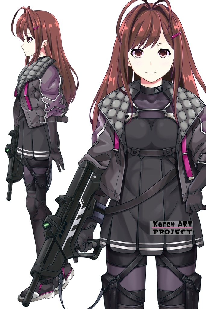 カレンちゃん+ユミナの強化服(初期版)【リビルドワールド02】正面アングル Karen is wearing Yumina's Power Suit(First Verson)【Rebuild World02】Front Angle
