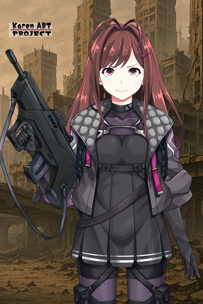 カレンちゃん+ユミナの強化服(初期版)【リビルドワールド02】正面アングル Karen is wearing Yumina's Power Suit(First Verson)【Rebuild World02】Front Angle