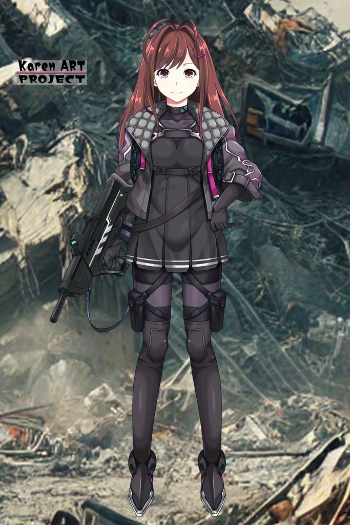 カレンちゃん+ユミナの強化服(初期版)【リビルドワールド02】正面アングル Karen is wearing Yumina's Power Suit(First Verson)【Rebuild World02】Front Angle