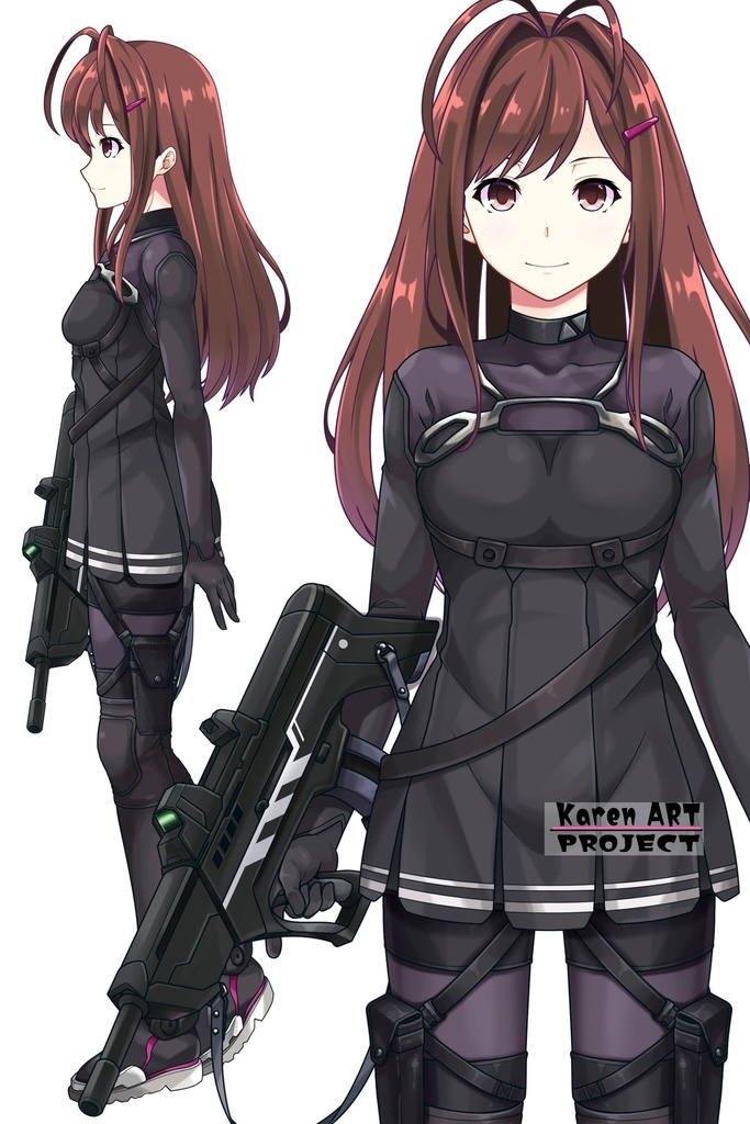 カレンちゃん+ユミナの強化服(初期版)【リビルドワールド02】正面アングル Karen is wearing Yumina's Power Suit(First Verson)【Rebuild World02】Front Angle