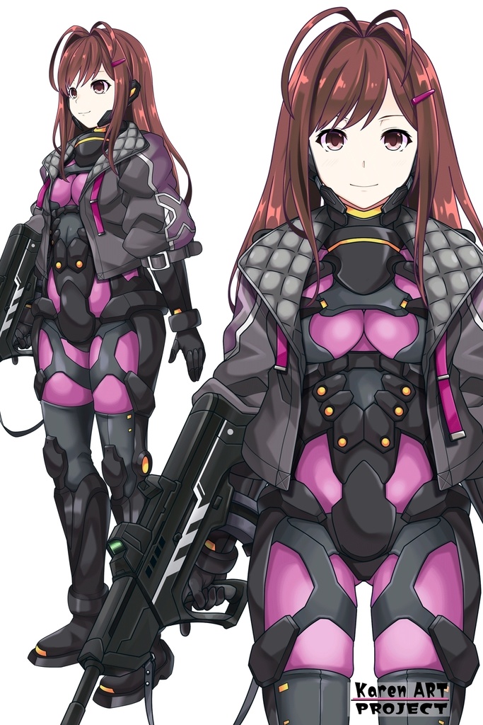 カレンちゃん+ユミナの強化服(後期版)【リビルドワールド03】正面アングル Karen is wearing Yumina's Power Suit(Late Version)【Rebuild World03】Front Angle