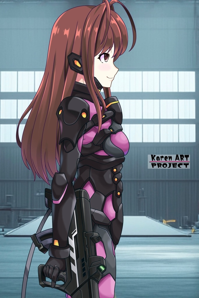 カレンちゃん+ユミナの強化服(後期版)【リビルドワールド03】正面アングル Karen is wearing Yumina's Power Suit(Late Version)【Rebuild World03】Front Angle