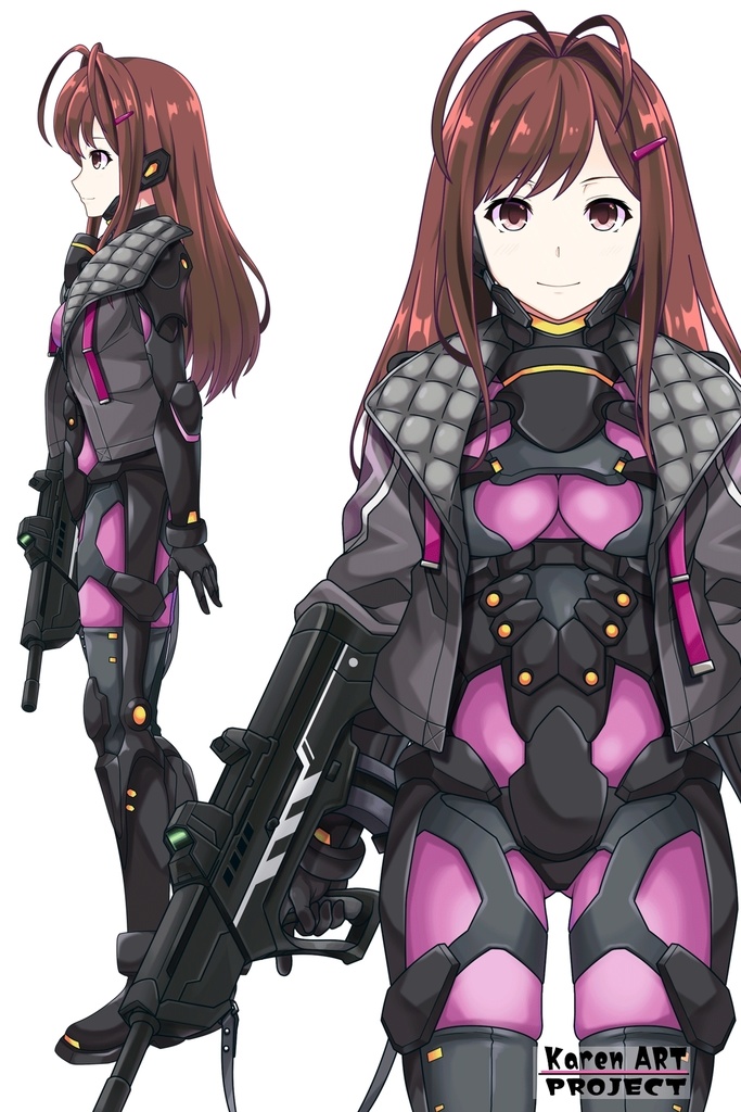 カレンちゃん+ユミナの強化服(後期版)【リビルドワールド03】正面アングル Karen is wearing Yumina's Power Suit(Late Version)【Rebuild World03】Front Angle