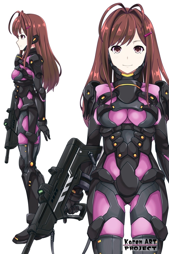 カレンちゃん+ユミナの強化服(後期版)【リビルドワールド03】正面アングル Karen is wearing Yumina's Power Suit(Late Version)【Rebuild World03】Front Angle