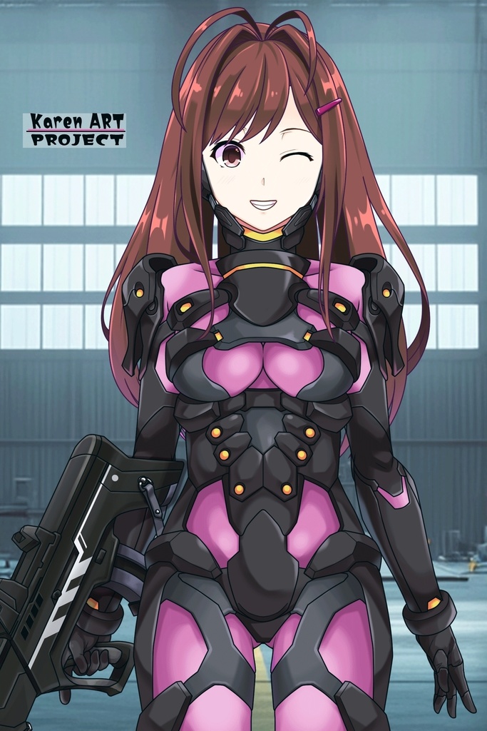 カレンちゃん+ユミナの強化服(後期版)【リビルドワールド03】正面アングル Karen is wearing Yumina's Power Suit(Late Version)【Rebuild World03】Front Angle