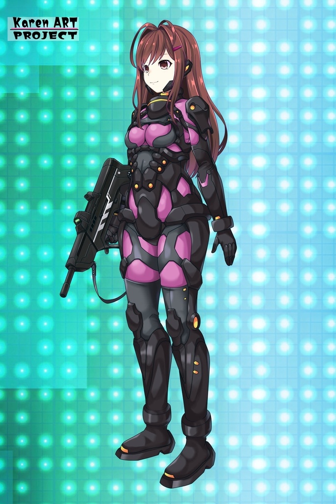 カレンちゃん+ユミナの強化服(後期版)【リビルドワールド04】斜め前アングル Karen is wearing Yumina's Power Suit(Late Version)【Rebuild World04】Diagonal front angle