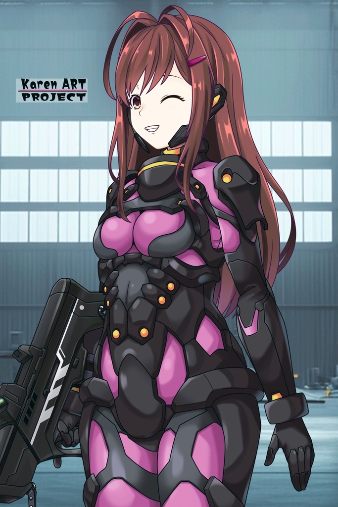 カレンちゃん+ユミナの強化服(後期版)【リビルドワールド04】斜め前アングル Karen is wearing Yumina's Power Suit(Late Version)【Rebuild World04】Diagonal front angle