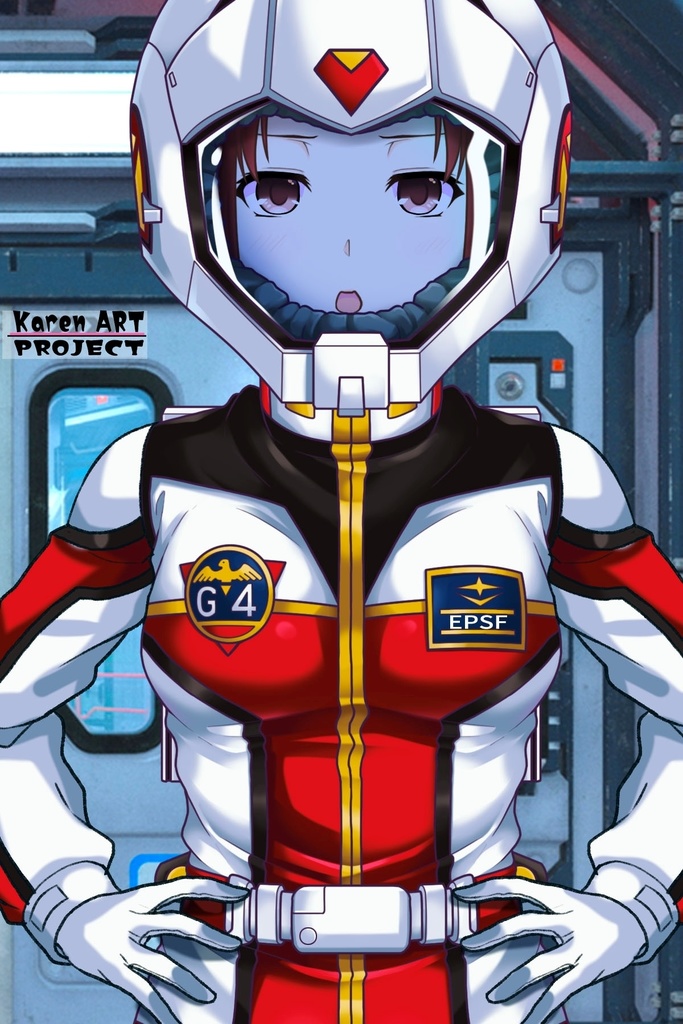 カレンちゃん+クリスティーナ・マッケンジーのノーマルスーツ Ver.2【機動戦士ガンダムポケットの中の戦争07】正面アングル Karen is wearing Christina Mackenzie's Normal Suit Ver.2【Mobile Suit Gundam 0080: War in the Pocket07】Front Angle