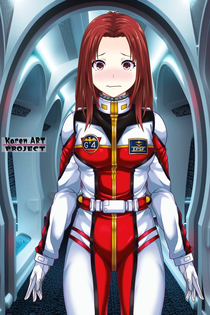 カレンちゃん+クリスティーナ・マッケンジーのノーマルスーツ Ver.2【機動戦士ガンダムポケットの中の戦争07】正面アングル Karen is wearing Christina Mackenzie's Normal Suit Ver.2【Mobile Suit Gundam 0080: War in the Pocket07】Front Angle