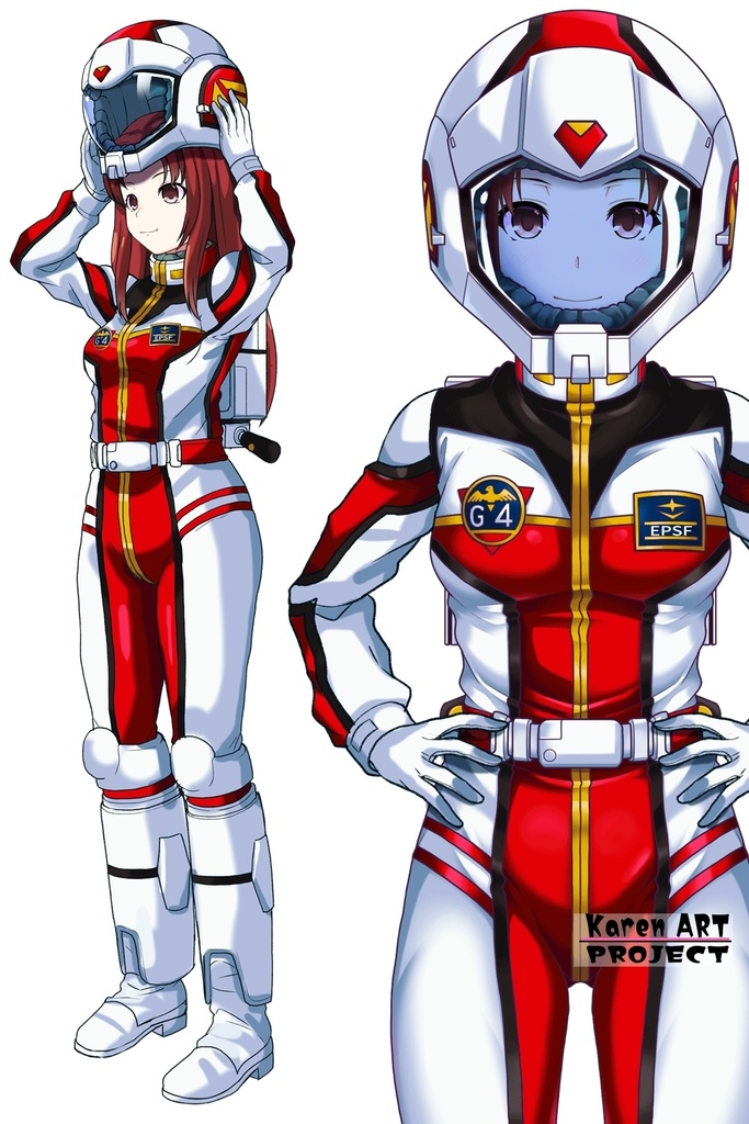 カレンちゃん+クリスティーナ・マッケンジーのノーマルスーツ Ver.2【機動戦士ガンダムポケットの中の戦争07】正面アングル Karen is wearing Christina Mackenzie's Normal Suit Ver.2【Mobile Suit Gundam 0080: War in the Pocket07】Front Angle