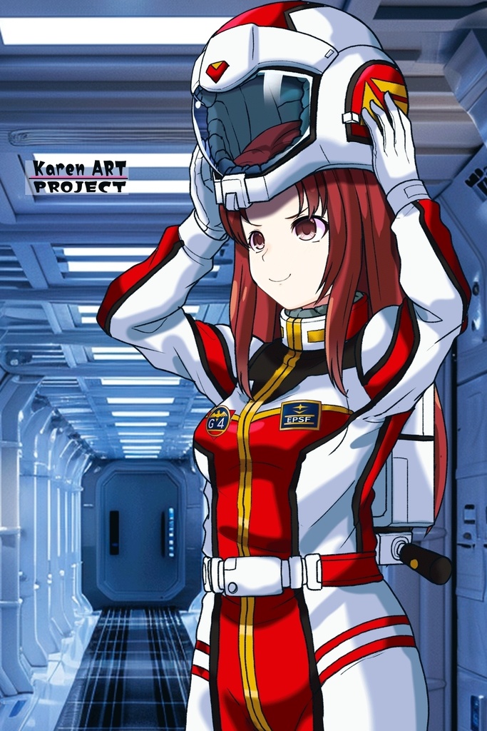 カレンちゃん+クリスティーナ・マッケンジーのノーマルスーツ【機動戦士ガンダムポケットの中の戦争08】斜め前アングル Karen is wearing Christina Mackenzie's Normal Suit【Mobile Suit Gundam 0080: War in the Pocket08】Diagonal front angle