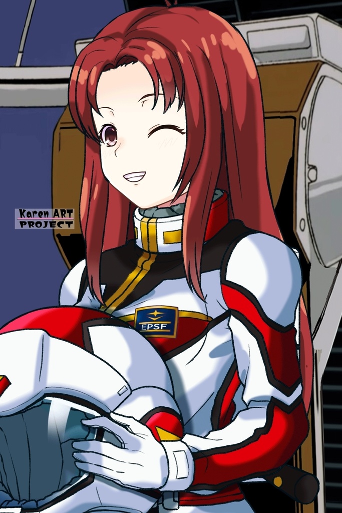 カレンちゃん+クリスティーナ・マッケンジーのノーマルスーツ【機動戦士ガンダムポケットの中の戦争08】斜め前アングル Karen is wearing Christina Mackenzie's Normal Suit【Mobile Suit Gundam 0080: War in the Pocket08】Diagonal front angle