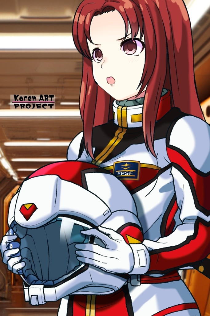 カレンちゃん+クリスティーナ・マッケンジーのノーマルスーツ【機動戦士ガンダムポケットの中の戦争08】斜め前アングル Karen is wearing Christina Mackenzie's Normal Suit【Mobile Suit Gundam 0080: War in the Pocket08】Diagonal front angle