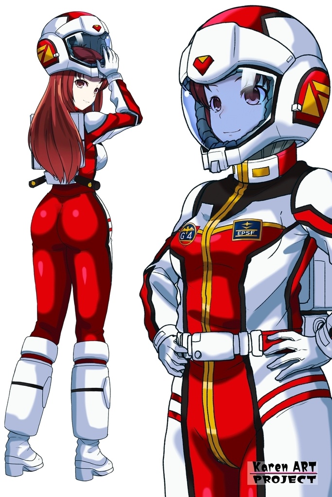 カレンちゃん+クリスティーナ・マッケンジーのノーマルスーツ【機動戦士ガンダムポケットの中の戦争08】斜め前アングル Karen is wearing Christina Mackenzie's Normal Suit【Mobile Suit Gundam 0080: War in the Pocket08】Diagonal front angle