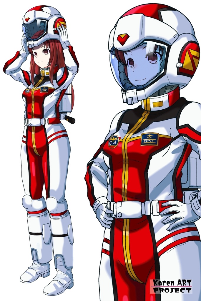 カレンちゃん+クリスティーナ・マッケンジーのノーマルスーツ【機動戦士ガンダムポケットの中の戦争08】斜め前アングル Karen is wearing Christina Mackenzie's Normal Suit【Mobile Suit Gundam 0080: War in the Pocket08】Diagonal front angle