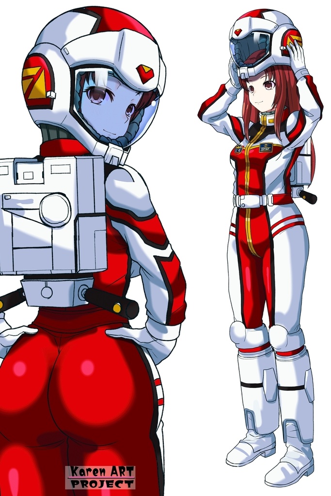 カレンちゃん+クリスティーナ・マッケンジーのノーマルスーツ【機動戦士ガンダムポケットの中の戦争08】斜め前アングル Karen is wearing Christina Mackenzie's Normal Suit【Mobile Suit Gundam 0080: War in the Pocket08】Diagonal front angle