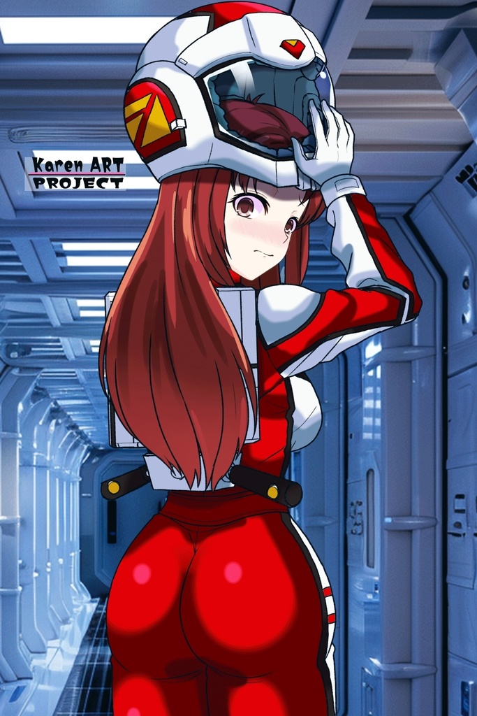 カレンちゃん+クリスティーナ・マッケンジーのノーマルスーツ【機動戦士ガンダムポケットの中の戦争08】斜め前アングル Karen is wearing Christina Mackenzie's Normal Suit【Mobile Suit Gundam 0080: War in the Pocket08】Diagonal front angle