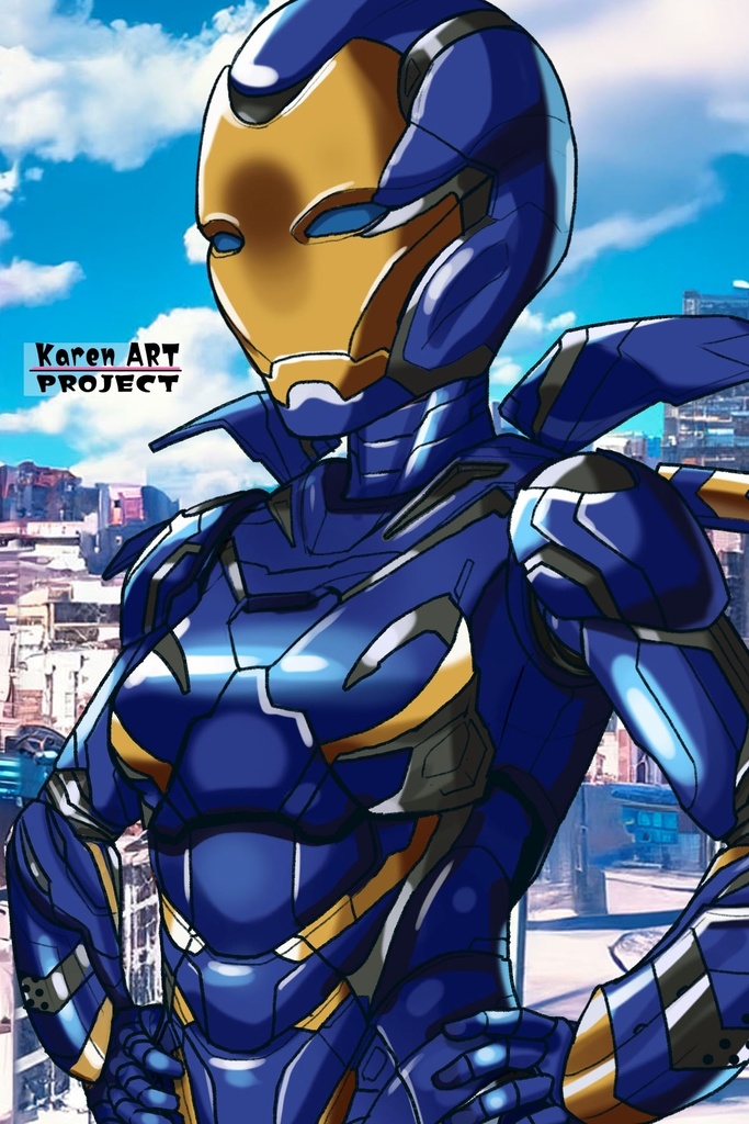 カレンちゃん+ペッパー・ポッツのレスキュー・アーマー【アイアンマン02】斜め前アングル Karen is wearing Pepper Potts's Rescue Armor【Iron Man02】Diagonal front angle