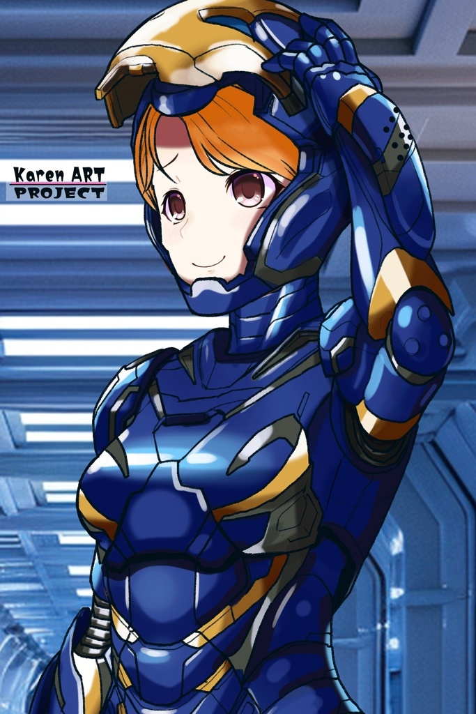 カレンちゃん+ペッパー・ポッツのレスキュー・アーマー【アイアンマン02】斜め前アングル Karen is wearing Pepper Potts's Rescue Armor【Iron Man02】Diagonal front angle