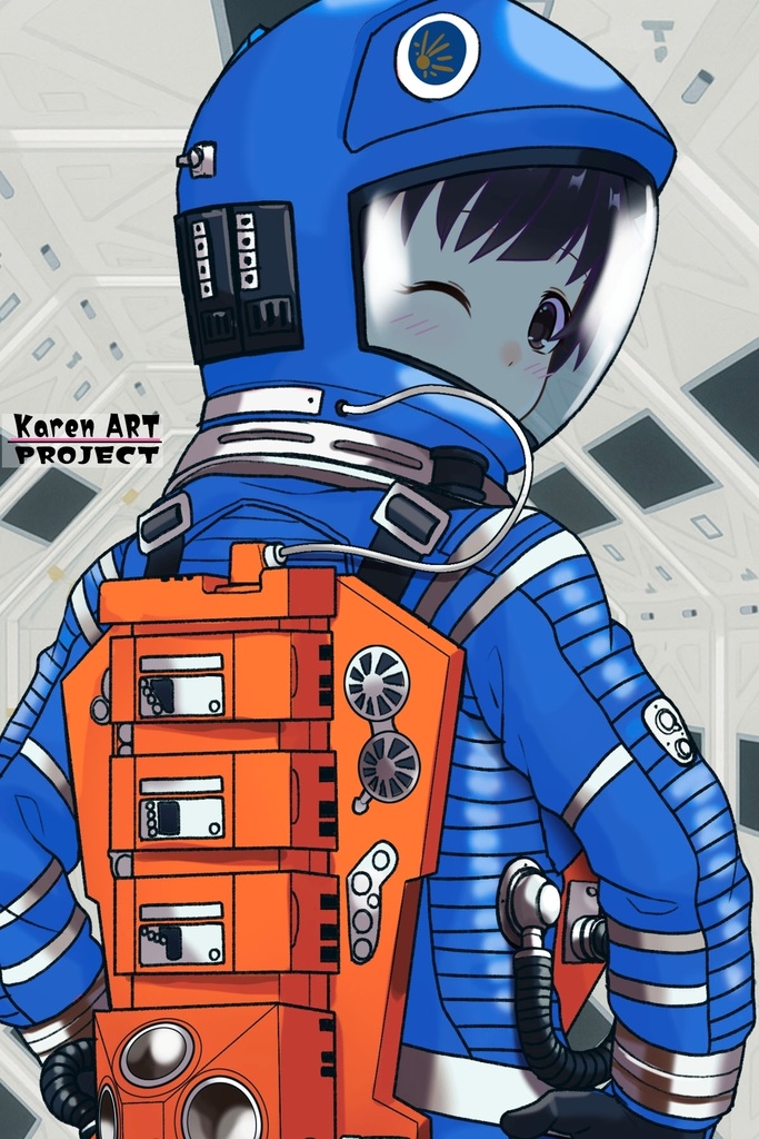ゆりちゃん+2001年宇宙の旅の宇宙服 Yuri Original Color【2001年宇宙の旅03】背面アングル Yuri is wearing Space Suit Yuri Original Color【2001: A Space Odyssey03】Back Angle
