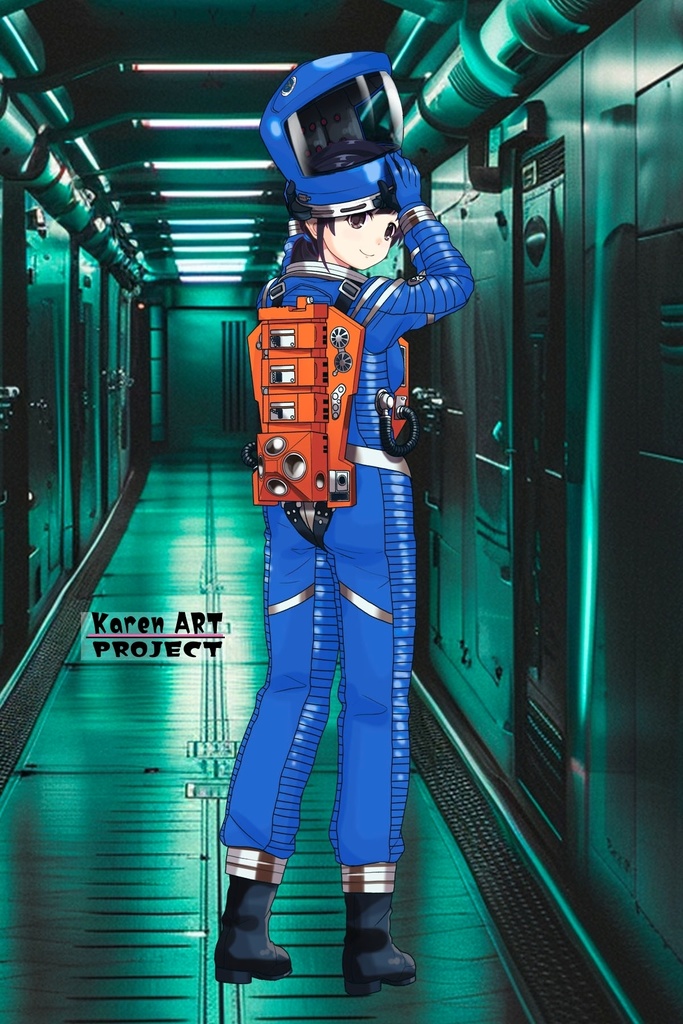 ゆりちゃん+2001年宇宙の旅の宇宙服 Yuri Original Color【2001年宇宙の旅03】背面アングル Yuri is wearing Space Suit Yuri Original Color【2001: A Space Odyssey03】Back Angle