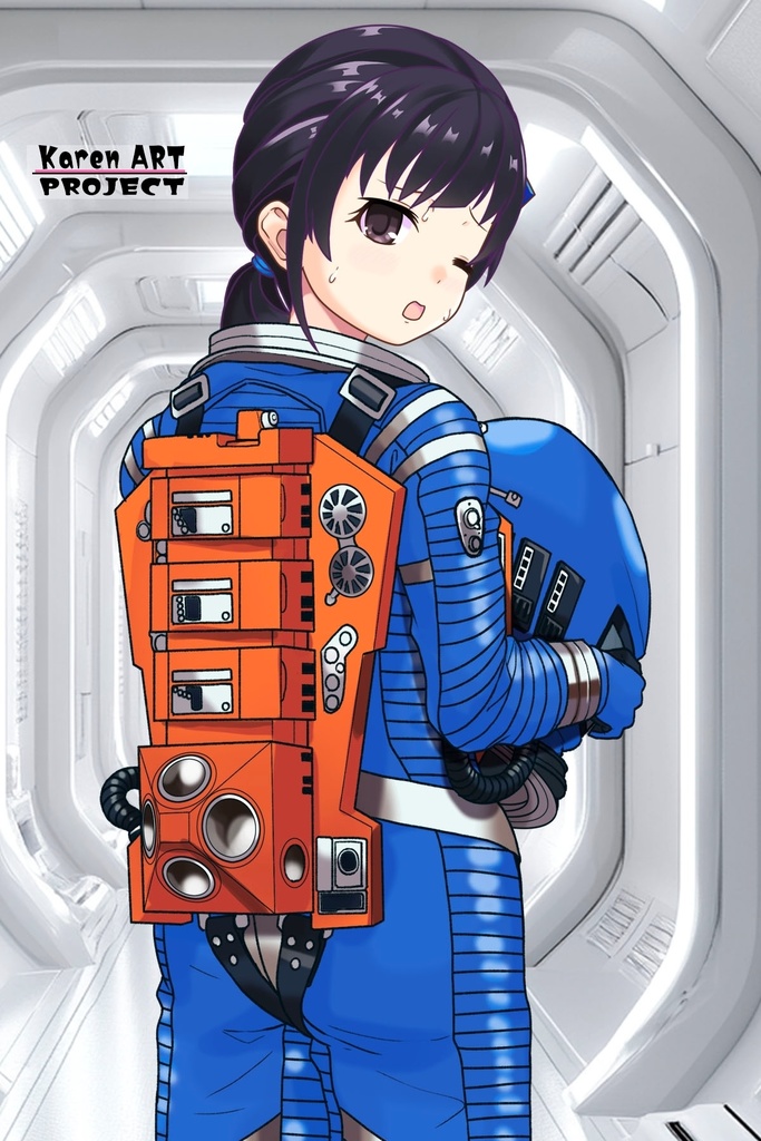 ゆりちゃん+2001年宇宙の旅の宇宙服 Yuri Original Color【2001年宇宙の旅03】背面アングル Yuri is wearing Space Suit Yuri Original Color【2001: A Space Odyssey03】Back Angle
