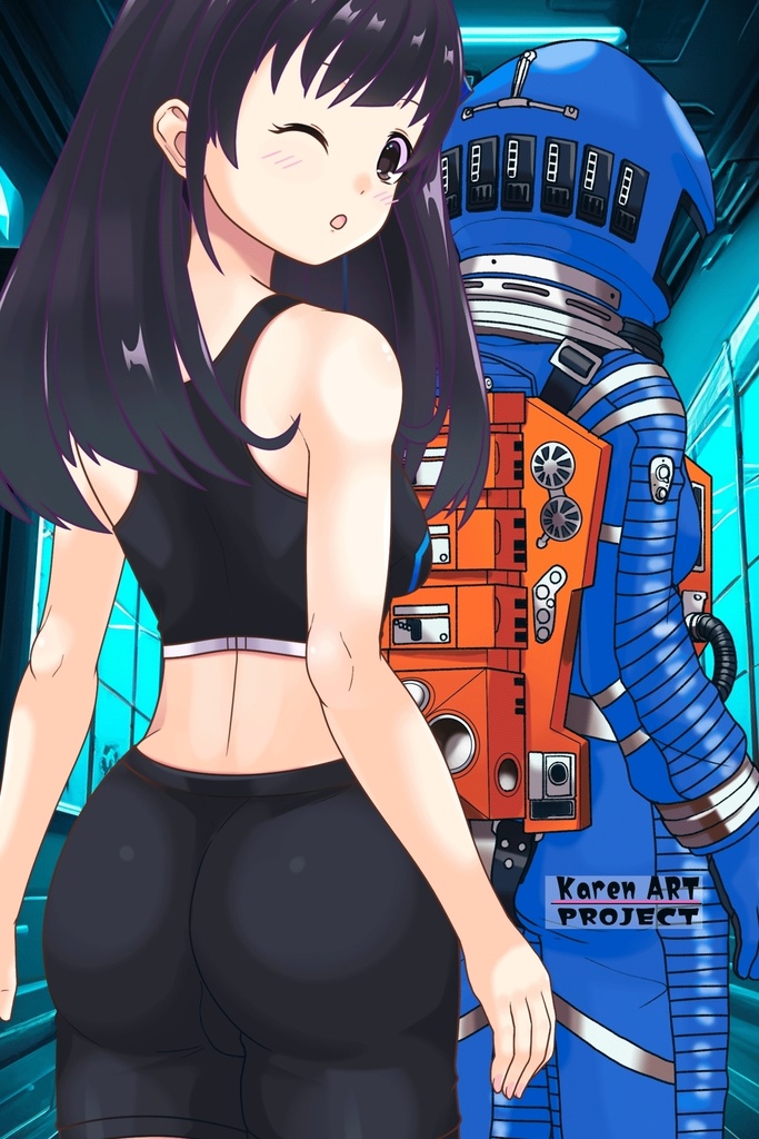 ゆりちゃん+2001年宇宙の旅の宇宙服 Yuri Original Color【2001年宇宙の旅03】背面アングル Yuri is wearing Space Suit Yuri Original Color【2001: A Space Odyssey03】Back Angle