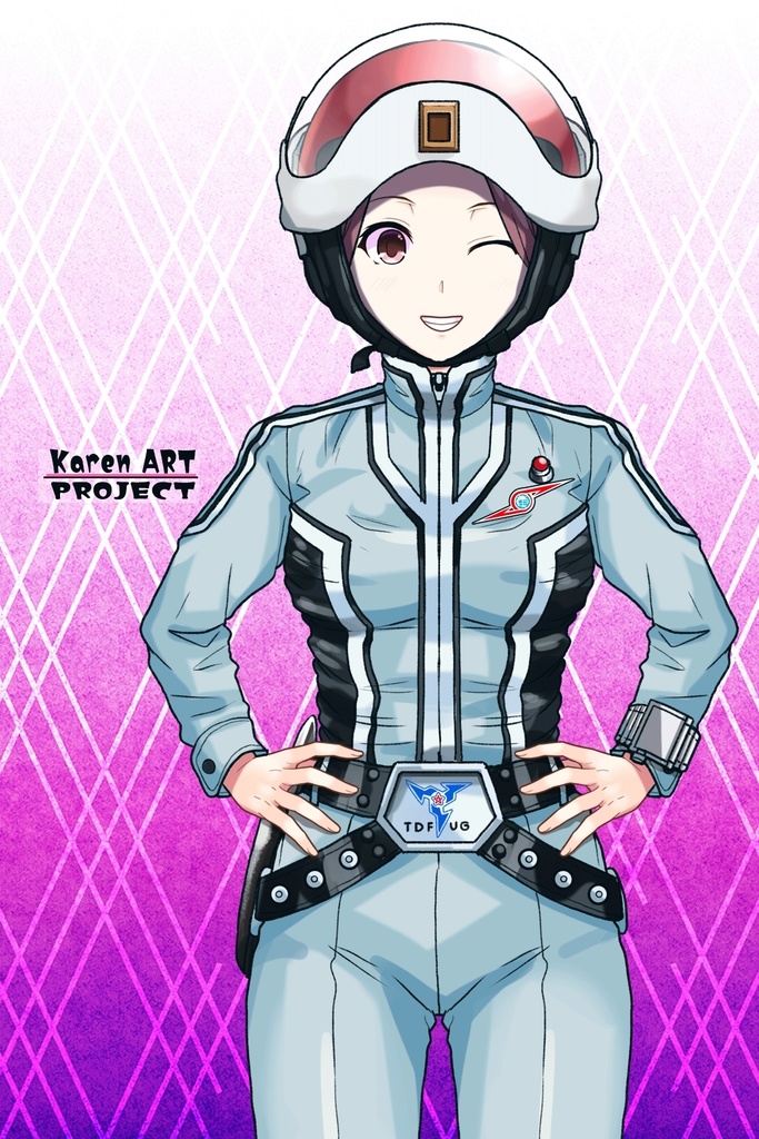 カレンちゃん+友里アンヌのウルトラ警備隊制服 【ウルトラセブン01】正面アングル Karen is wearing Anne Yuri's Uniform【Ultraseven01】Front Angle