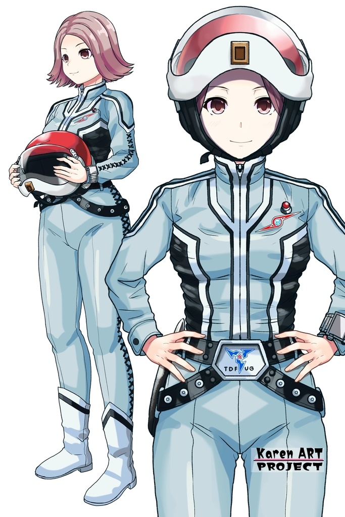 カレンちゃん+友里アンヌのウルトラ警備隊制服 【ウルトラセブン01】正面アングル Karen is wearing Anne Yuri's Uniform【Ultraseven01】Front Angle