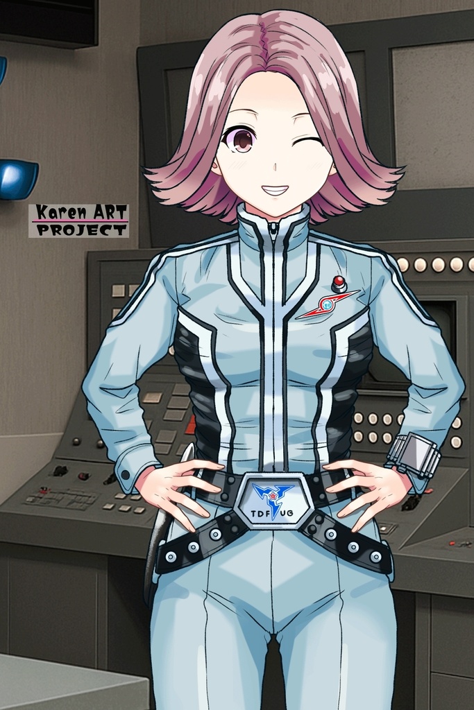 カレンちゃん+友里アンヌのウルトラ警備隊制服 【ウルトラセブン01】正面アングル Karen is wearing Anne Yuri's Uniform【Ultraseven01】Front Angle