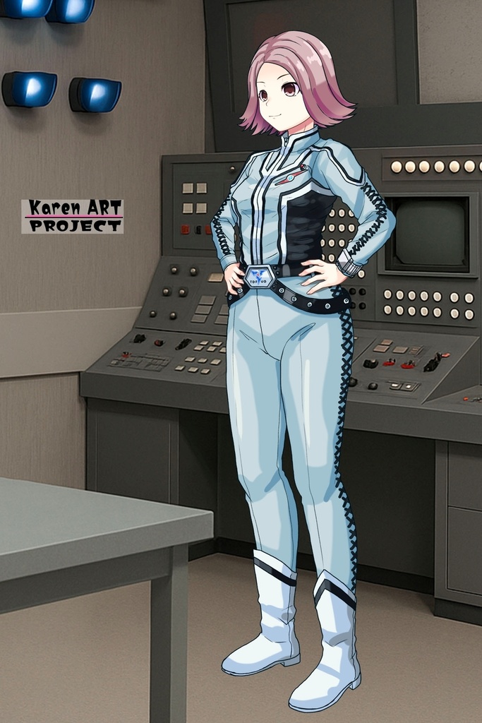 カレンちゃん+友里アンヌのウルトラ警備隊制服【ウルトラセブン02】斜め前アングル Karen is wearing Anne Yuri's Uniform【Ultraseven02】Diagonal front angle