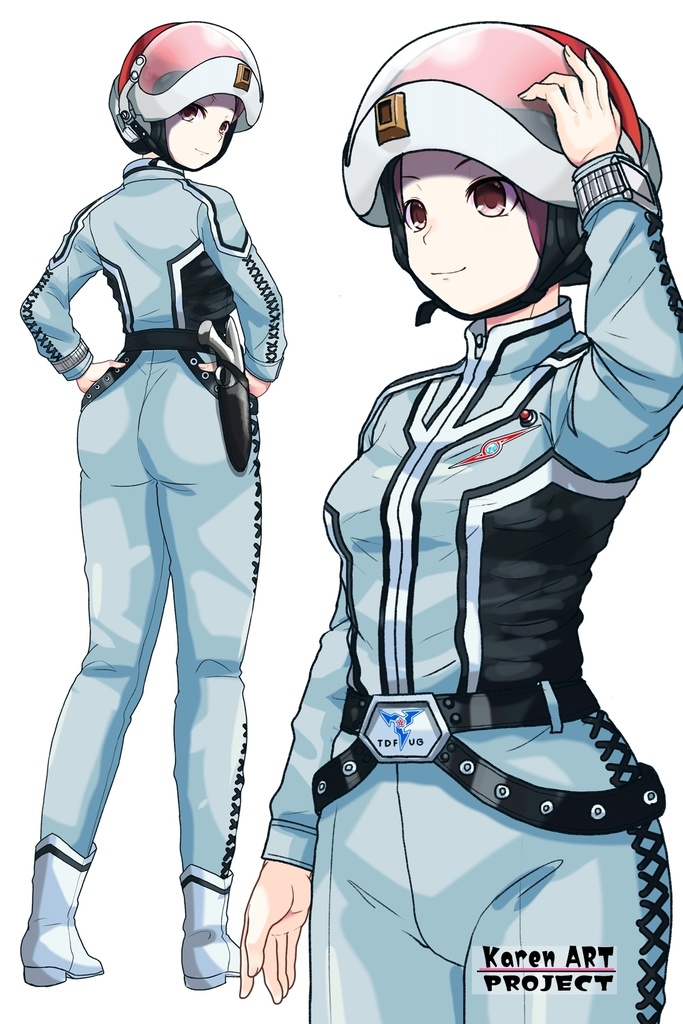 カレンちゃん+友里アンヌのウルトラ警備隊制服【ウルトラセブン02】斜め前アングル Karen is wearing Anne Yuri's Uniform【Ultraseven02】Diagonal front angle