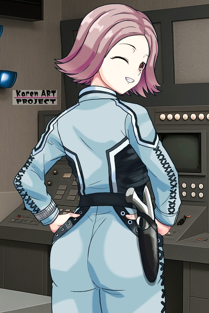 カレンちゃん+友里アンヌのウルトラ警備隊制服【ウルトラセブン03】背面アングル Karen is wearing Anne Yuri's Uniform【Ultraseven03】Back Angle