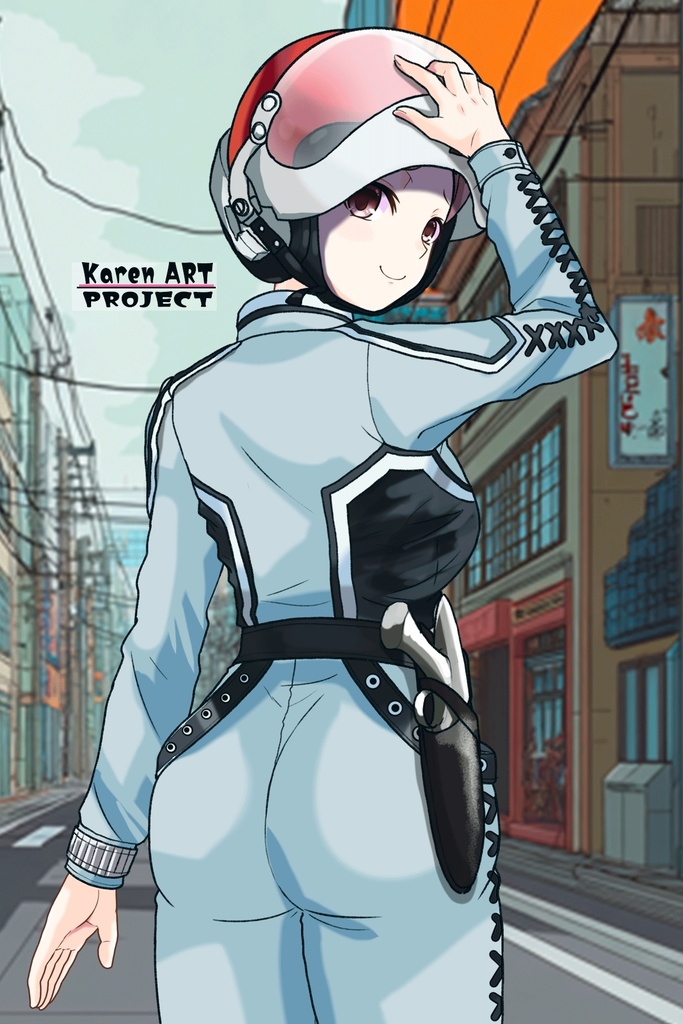 カレンちゃん+友里アンヌのウルトラ警備隊制服【ウルトラセブン03】背面アングル Karen is wearing Anne Yuri's Uniform【Ultraseven03】Back Angle