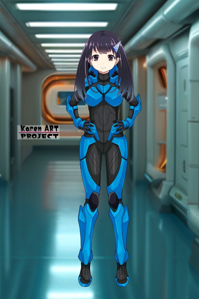 ゆりちゃん+流木野サキのパイロットスーツ(Yuri Original Color)【革命機ヴァルヴレイブ01】正面アングル Yuri is wearing Saki Rukino's Pilot Suit(Yuri Original Color)【Revolutionary Machine Valvrave01】Front Angle