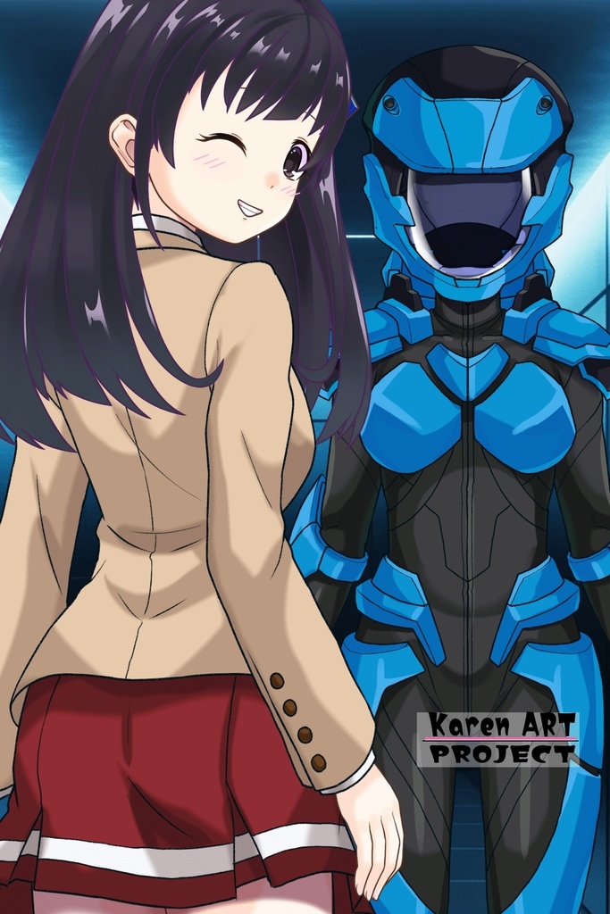 ゆりちゃん+流木野サキのパイロットスーツ(Yuri Original Color)【革命機ヴァルヴレイブ01】正面アングル Yuri is wearing Saki Rukino's Pilot Suit(Yuri Original Color)【Revolutionary Machine Valvrave01】Front Angle