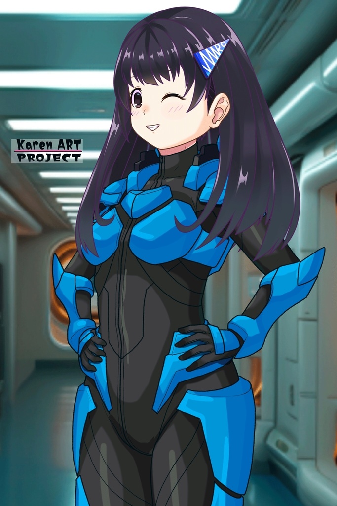 ゆりちゃん+流木野サキのパイロットスーツ(Yuri Original Color)【革命機ヴァルヴレイブ02】斜め前アングル Yuri is wearing Saki Rukino's Pilot Suit(Yuri Original Color)【Revolutionary Machine Valvrave02】Diagonal front angle