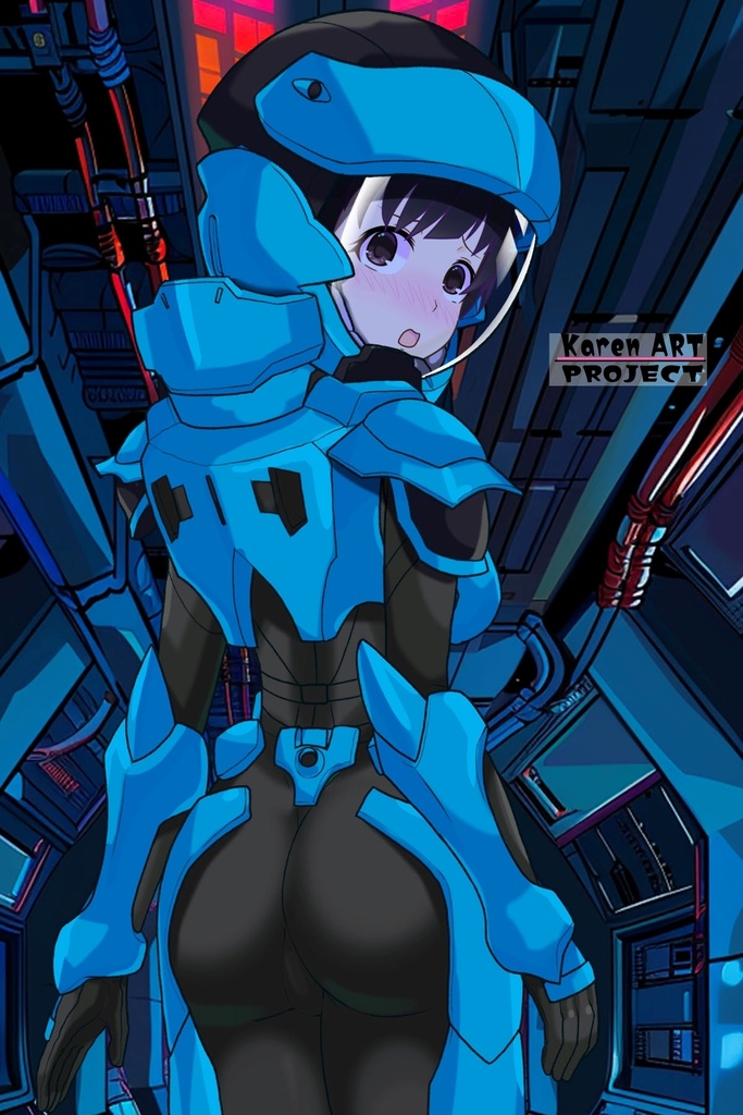 ゆりちゃん+流木野サキのパイロットスーツ(Yuri Original Color)【革命機ヴァルヴレイブ03】背面アングル Yuri is wearing Saki Rukino's Pilot Suit(Yuri Original Color)【Revolutionary Machine Valvrave03】Back Angle