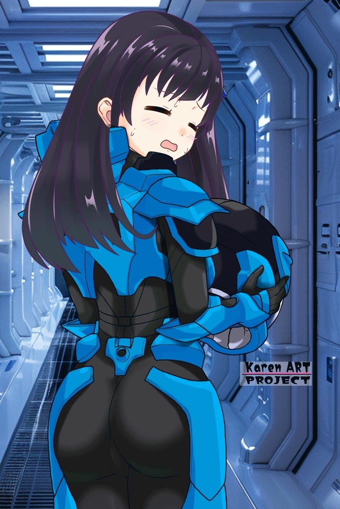 ゆりちゃん+流木野サキのパイロットスーツ(Yuri Original Color)【革命機ヴァルヴレイブ03】背面アングル Yuri is wearing Saki Rukino's Pilot Suit(Yuri Original Color)【Revolutionary Machine Valvrave03】Back Angle